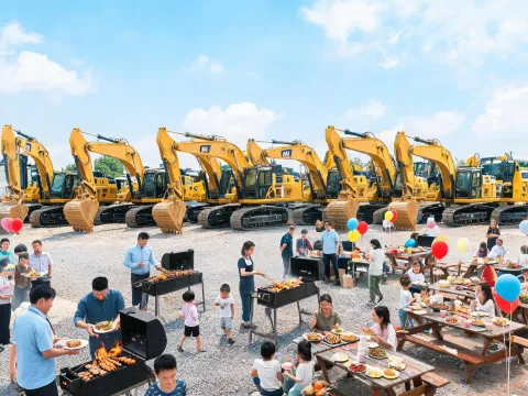 Plant open day BBQ in front of crawler fleet