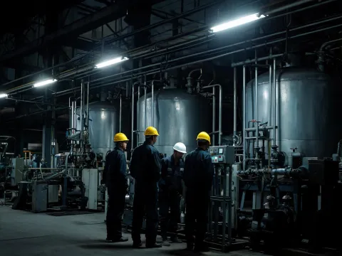 Late-shift batch-plant crew